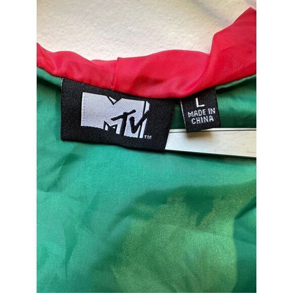 MTV Vintage multi-color lightweight hooded windbreaker pockets size L. #16-1602 - Picture 3 of 9